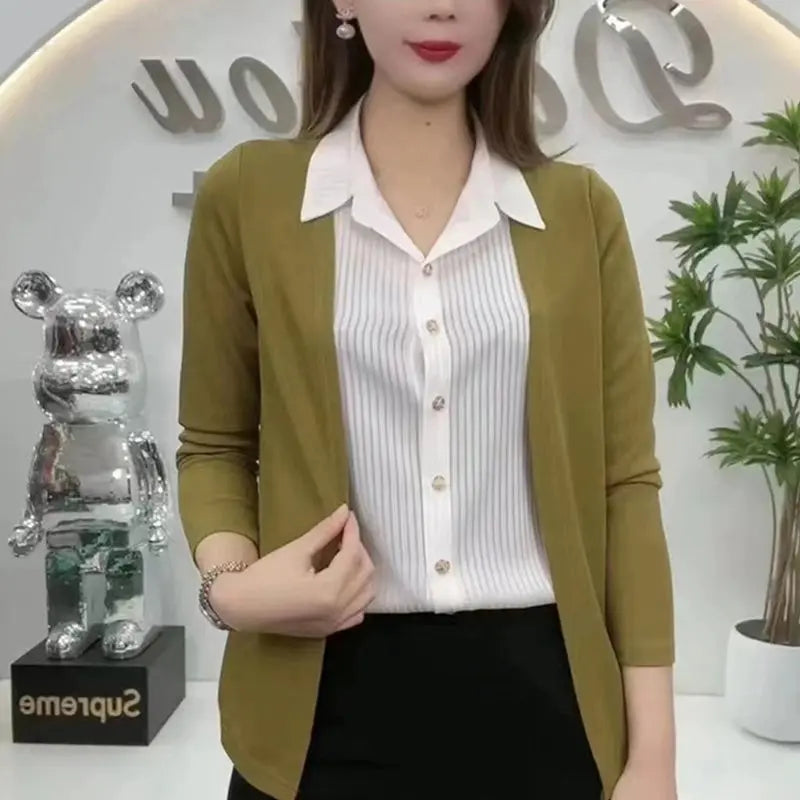 🎉New Product Launch💐– Women's Faux Knit Two Piece Knit Shirt(46% OFF) spiyle