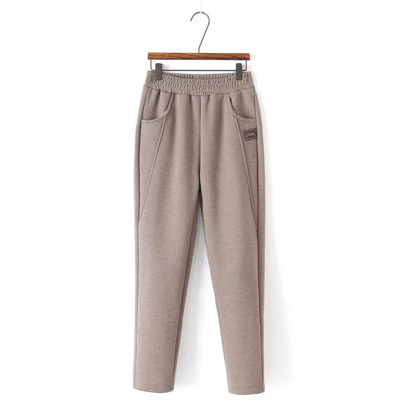 Gift Choice - Cozy Thickened Elastic Waistband Tapered Casual Pants spiyle