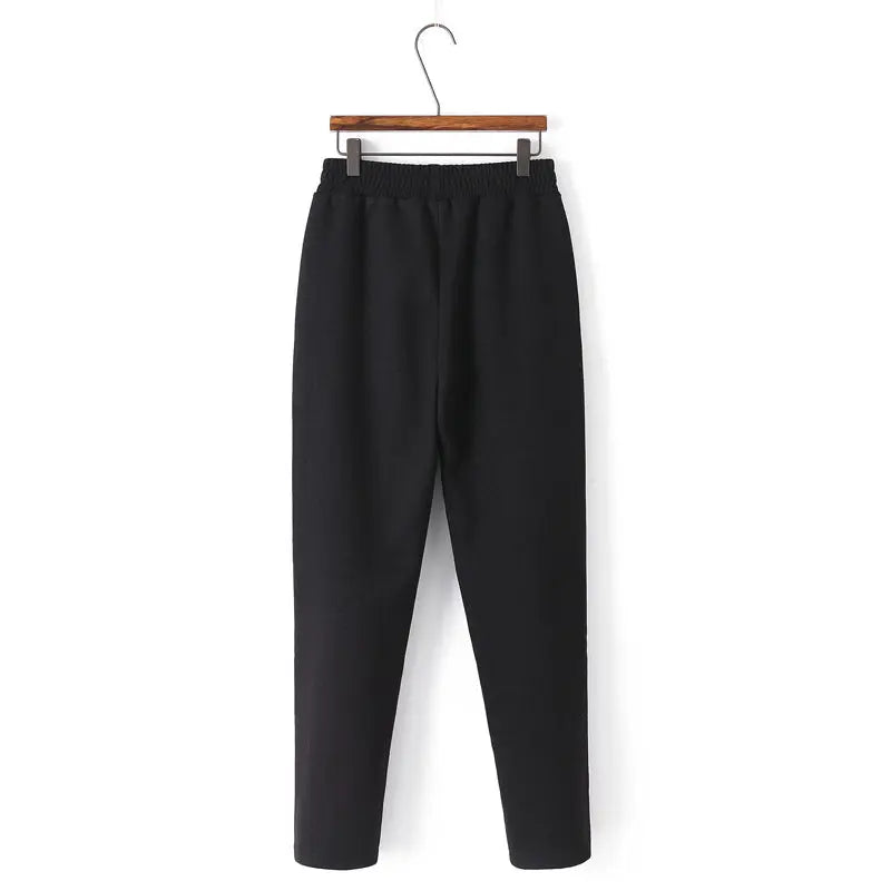 Gift Choice - Cozy Thickened Elastic Waistband Tapered Casual Pants spiyle