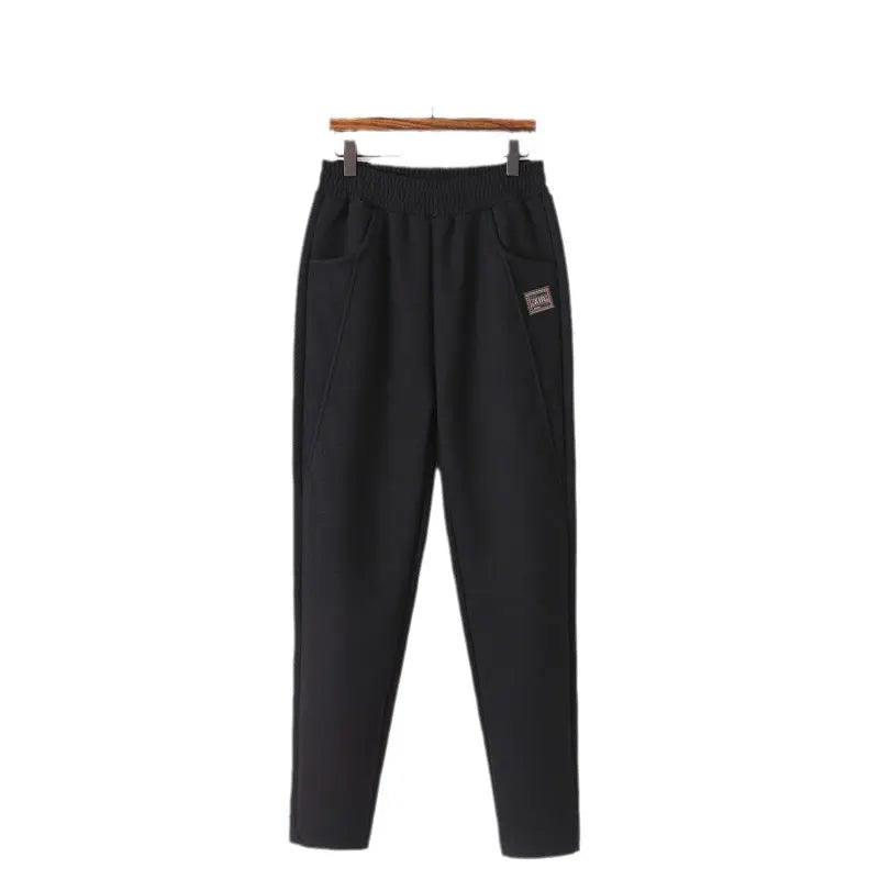 Gift Choice - Cozy Thickened Elastic Waistband Tapered Casual Pants spiyle