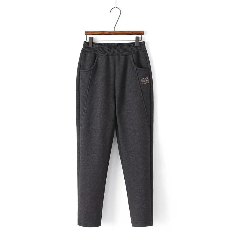 Gift Choice - Cozy Thickened Elastic Waistband Tapered Casual Pants spiyle