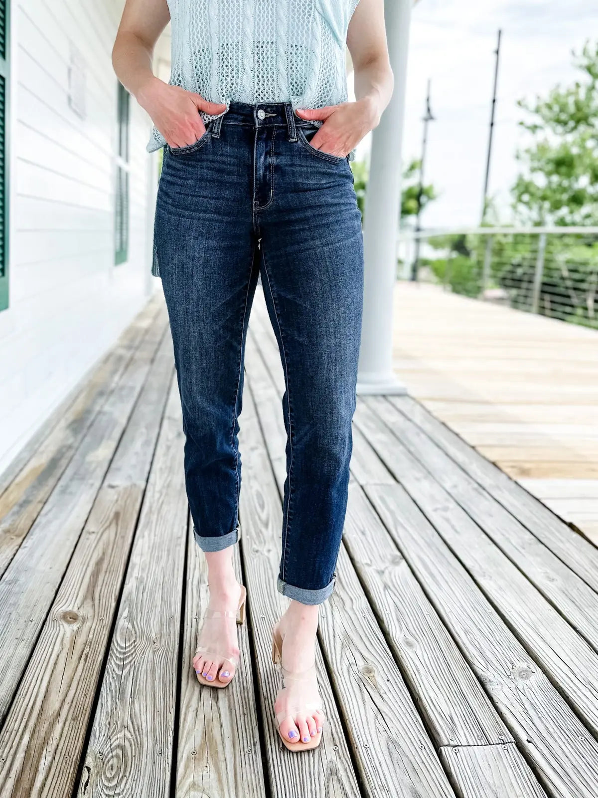🔥Hot Sale $34.99🔥Tummy Control Cuffed Slim Fit Jeans(50% OFF) spiyle