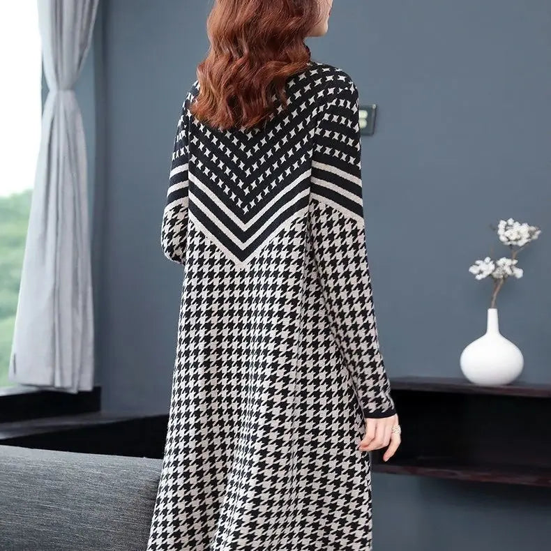 Printed Plaid Knit Dress spiyle