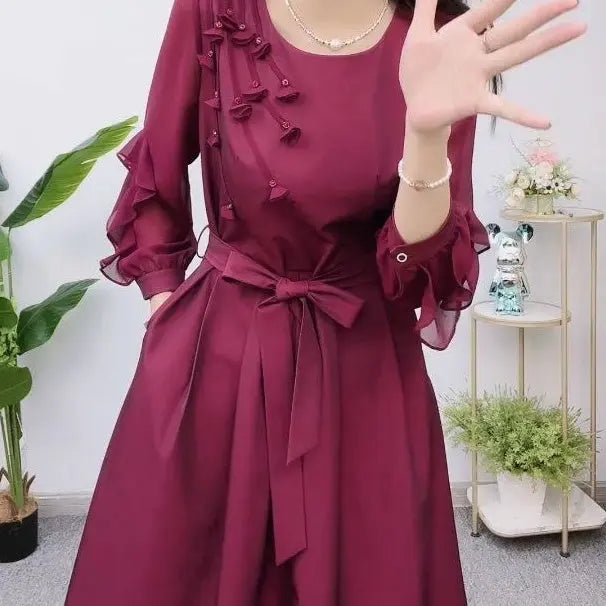 🌺🎉50% discount on new spring products🔥- Exquisite Long Sleeve Tie Waist Dress spiyle