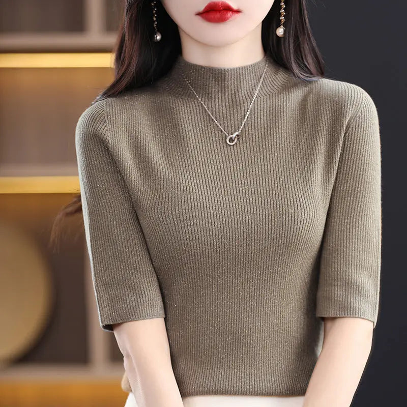 đNew Product Launchđâ Womenâs Half Sleeve Mock Turtleneck Sweater spiyle