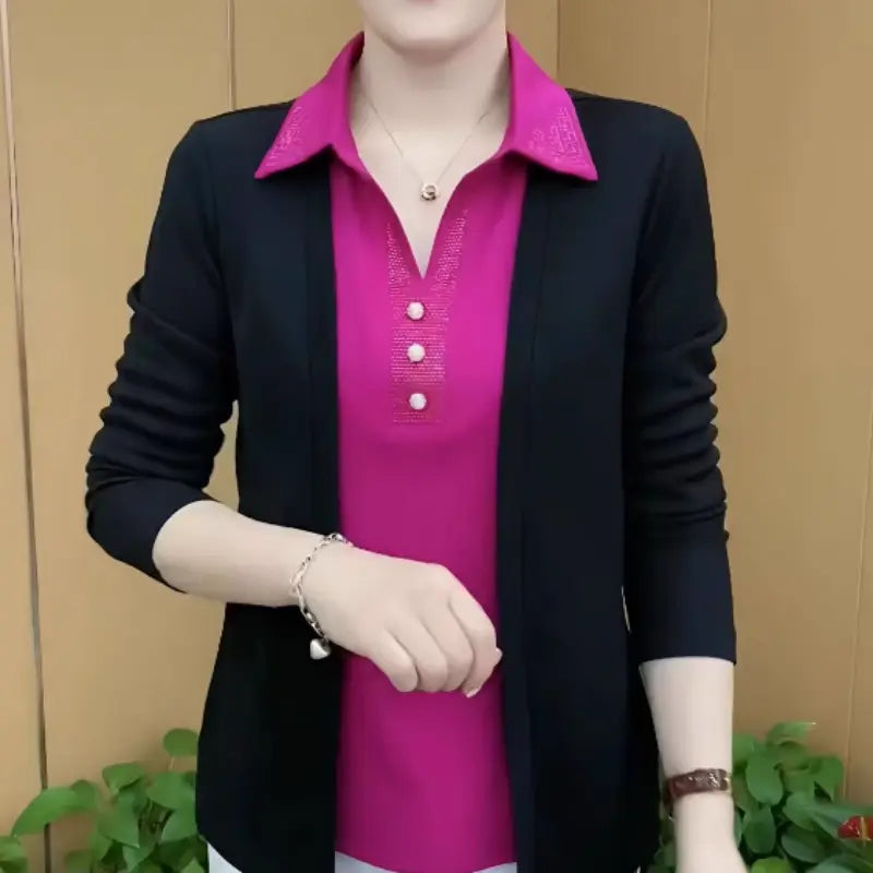 🎉New Product Launch💐– Women's 2-in-1 Shiny Lapel Top(51% OFF🔥) spiyle