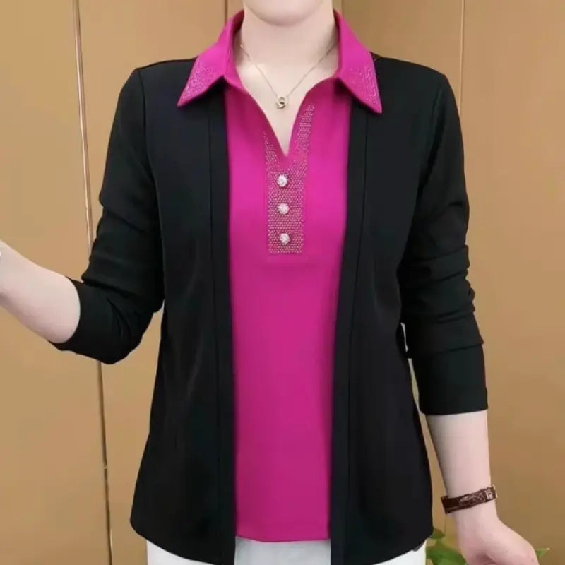 🎉New Product Launch💐– Women's 2-in-1 Shiny Lapel Top(51% OFF🔥) spiyle