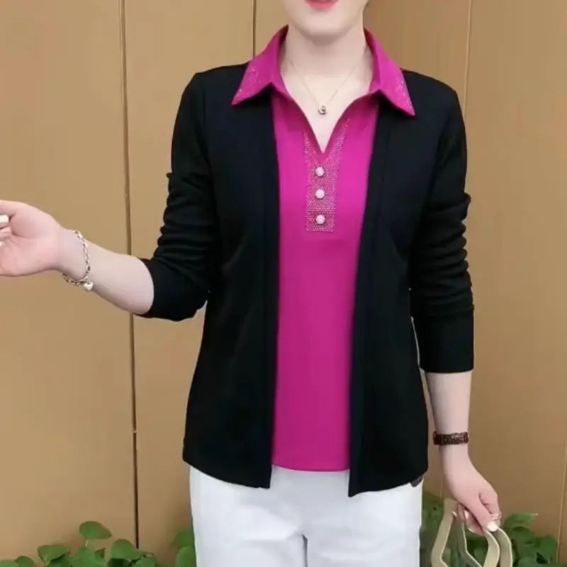🎉New Product Launch💐– Women's 2-in-1 Shiny Lapel Top(51% OFF🔥) spiyle