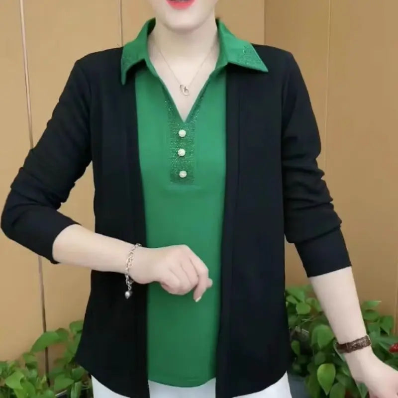 🎉New Product Launch💐– Women's 2-in-1 Shiny Lapel Top(51% OFF🔥) spiyle