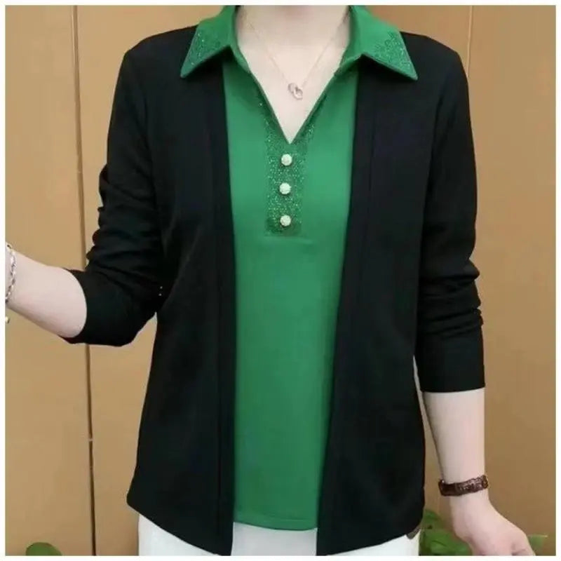 🎉New Product Launch💐– Women's 2-in-1 Shiny Lapel Top(51% OFF🔥) spiyle