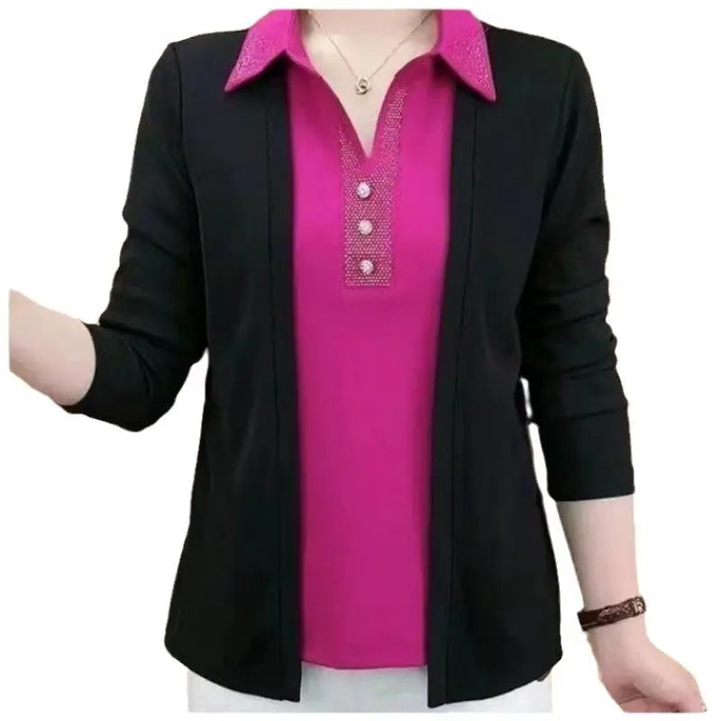🎉New Product Launch💐– Women's 2-in-1 Shiny Lapel Top(51% OFF🔥) spiyle