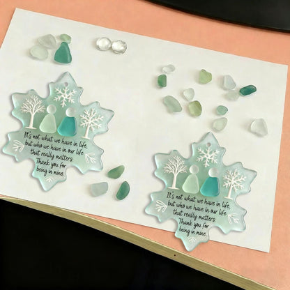 🌊Snowflake-Shaped Sea Glass Friendship Decor❄️✨ Shaped by Nature & Crafted by Hand!