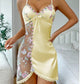 🔥 FLORAL LACE OPEN BACK SATIN NIGHTGOWN🤩
