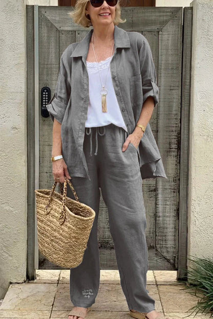 ⏳Time-limited Special⏰Two-piece cotton and linen shirt set