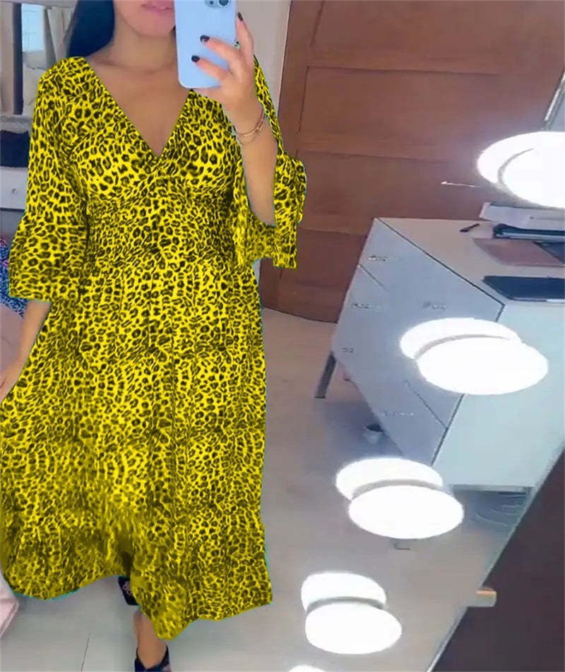 🌸Spring Specials🌸 Women's Cotton Wrap Dress with leopard pattern