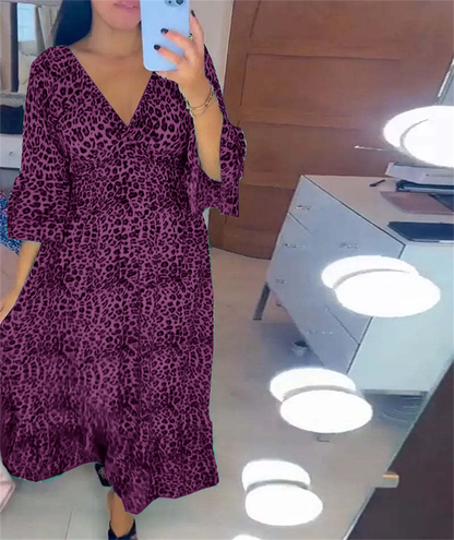 🌸Spring Specials🌸 Women's Cotton Wrap Dress with leopard pattern