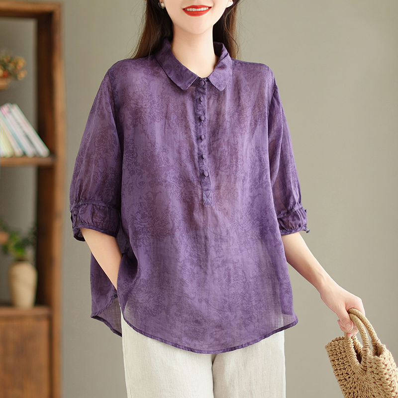 Cotton Linen Loose Shirt Top spiyle