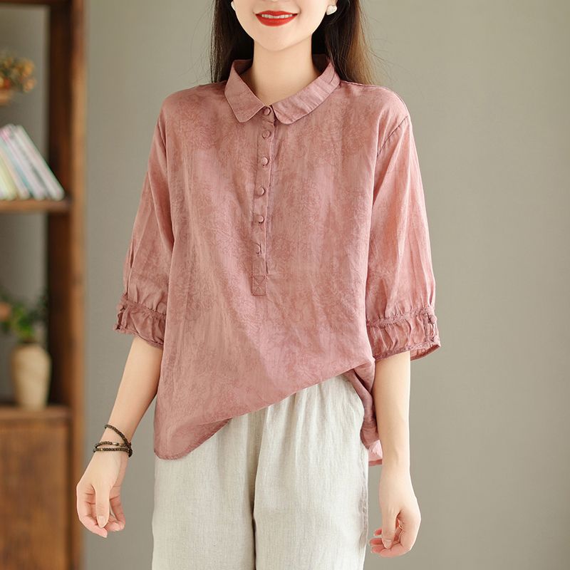 Cotton Linen Loose Shirt Top spiyle