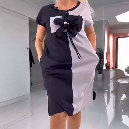 🌸Spring Specials💐 Women's Casual Black & Green Patchwork Dress