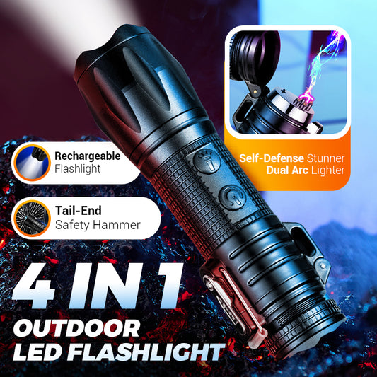 💯 Rechargeable Flashlight with Dual Arc Lighter
