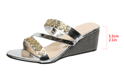 🌴Summer Specials🌴Trendy Crystal-Adorned Wedge Sandals