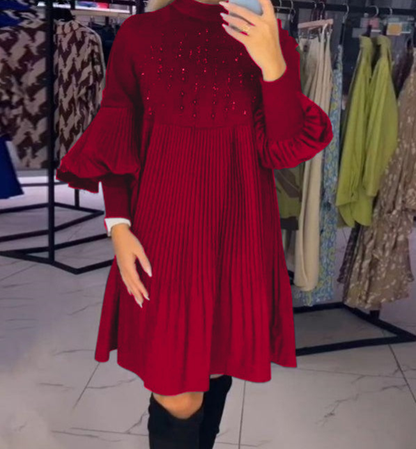 🌸Spring Specials💐  Women's Plus Size Lantern Sleeve Stand Collar Dress