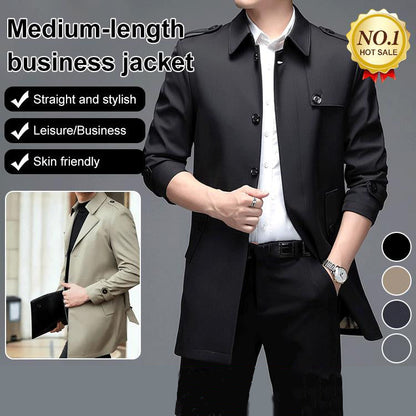 ⏳Limited-time 50% off⏰Mid-length Business Style Trench Coat🧥
