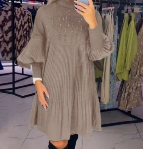 🌸Spring Specials💐  Women's Plus Size Lantern Sleeve Stand Collar Dress