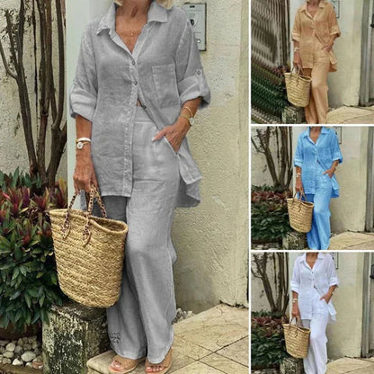 ⏳Time-limited Special⏰Two-piece cotton and linen shirt set