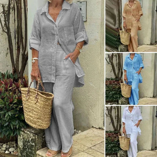 ⏳Time-limited Special⏰Two-piece cotton and linen shirt set