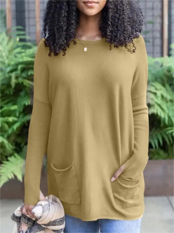 💥HOT SALE 50% OFF💥LONG SLEEVE THUMBHOLE SWEATER POCKET TUNIC💥 spiyle