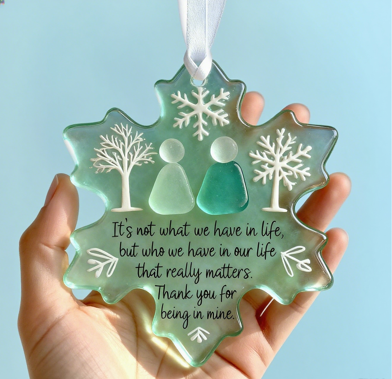 🌊Snowflake-Shaped Sea Glass Friendship Decor❄️✨ Shaped by Nature & Crafted by Hand!