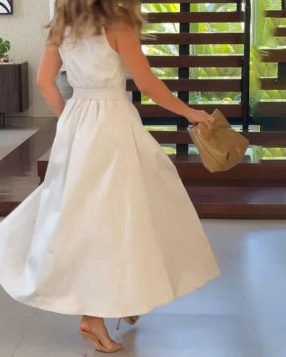 Sleeveless Solid Color Lapel Midi Dresses✈️Buy 2 free shipping