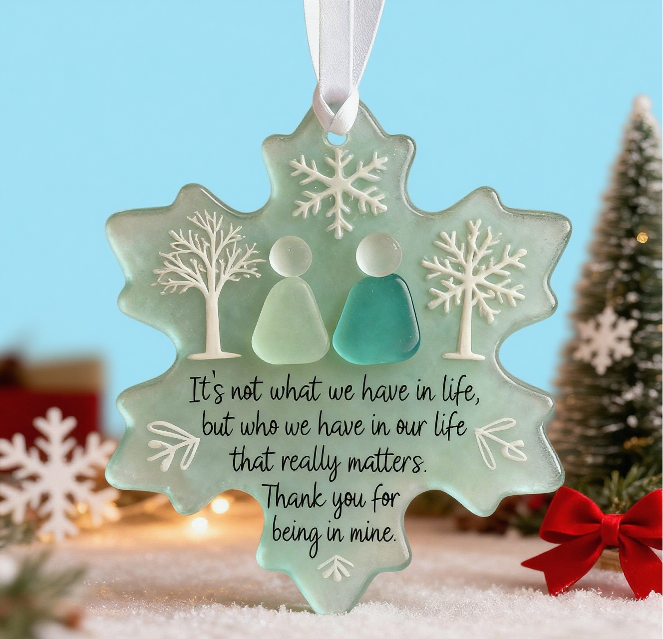 🌊Snowflake-Shaped Sea Glass Friendship Decor❄️✨ Shaped by Nature & Crafted by Hand!