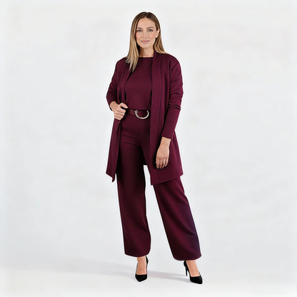 ⏳Time-Limited Special⏰Elegant 3-piece set including long cardigan, top and pants💞
