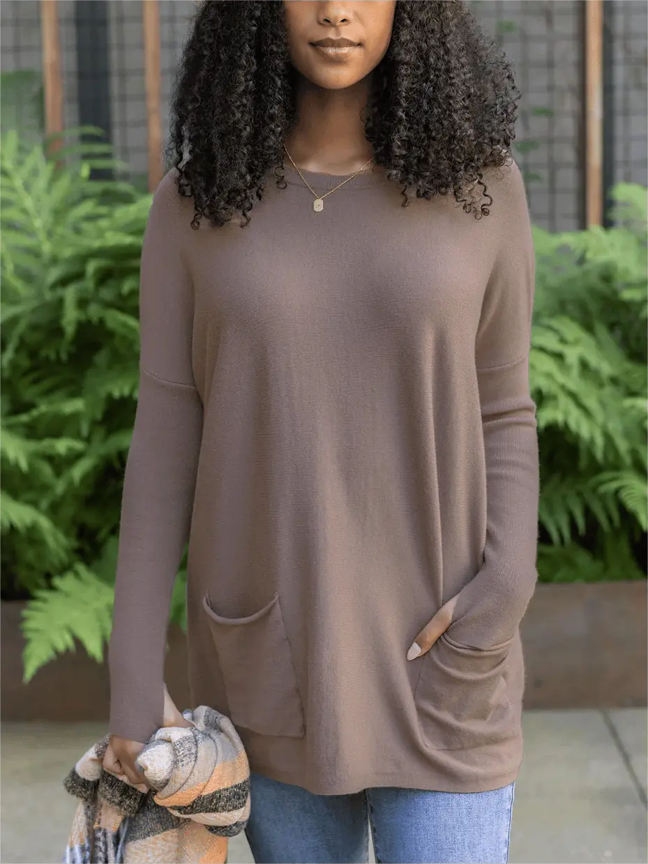 💥HOT SALE 50% OFF💥LONG SLEEVE THUMBHOLE SWEATER POCKET TUNIC💥 spiyle