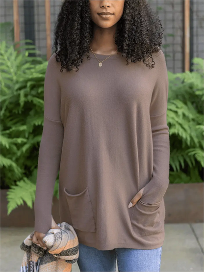 💥HOT SALE 50% OFF💥LONG SLEEVE THUMBHOLE SWEATER POCKET TUNIC💥 spiyle
