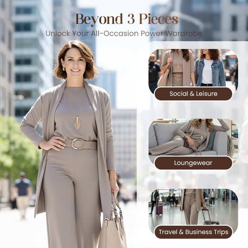 ⏳Time-Limited Special⏰Elegant 3-piece set including long cardigan, top and pants💞