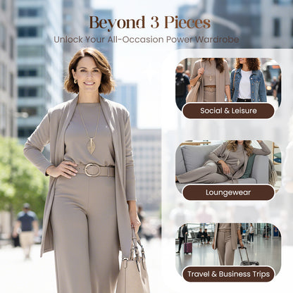 ⏳Time-Limited Special⏰Elegant 3-piece set including long cardigan, top and pants💞