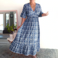 🔥2025 HOT SALE🔥 Bohemian casual print V-neck waist wrap long dress