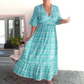 🔥2025 HOT SALE🔥 Bohemian casual print V-neck waist wrap long dress