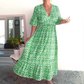 🔥2025 HOT SALE🔥 Bohemian casual print V-neck waist wrap long dress