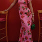 🌸Spring Specials💐 Cheongsam Style Rose Floral Print Tiered Flare Sleeve Stretch Maxi Dress