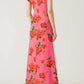 🌸Spring Specials💐 Cheongsam Style Rose Floral Print Tiered Flare Sleeve Stretch Maxi Dress