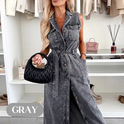 ⏳Time-limited Special⏰Women's Waistband Midi Jeans Dress 💃