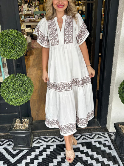💝2024 Women's V-Neck Boho Maxi Dress💝 spiyle