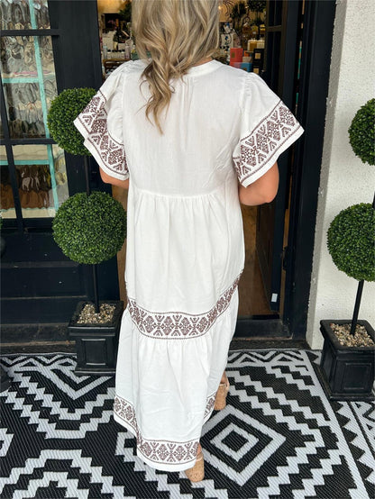 💝2024 Women's V-Neck Boho Maxi Dress💝 spiyle