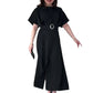 👗Elegant round neck dress with high waist and slit (with belt) spiyle