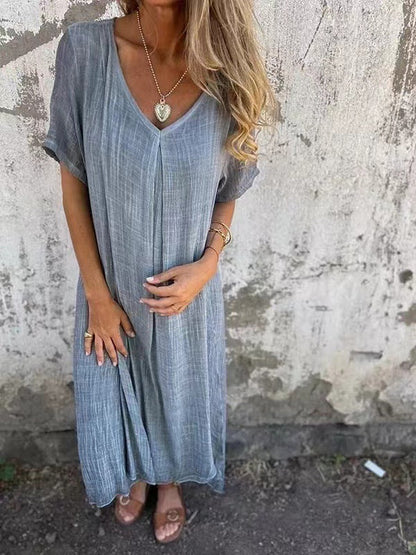 🌸Spring Specials💐 Women's Loose V-neck Cotton Linen Dress
