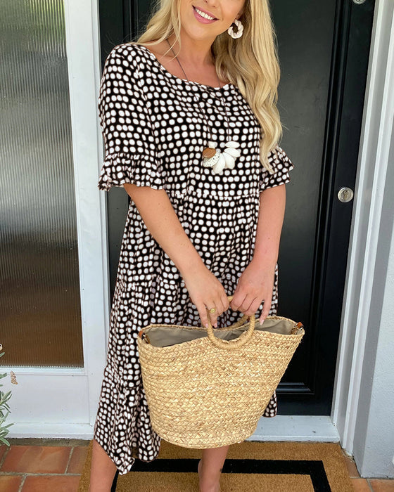 🌸Spring Specials🌸 Round Neck Polka Dot Print Midi Dress